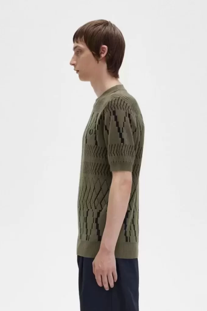 Argyle Panel Knitted Men’s T-Shirt Argyle Panel Knitted Men’s T-Shirt