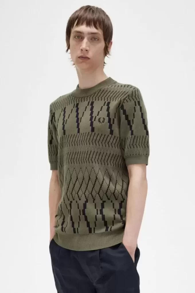 Argyle Panel Knitted Men’s T-Shirt Argyle Panel Knitted Men’s T-Shirt