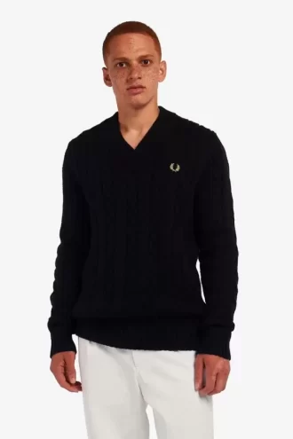 Cable Knit V Neck Men’s Jumper