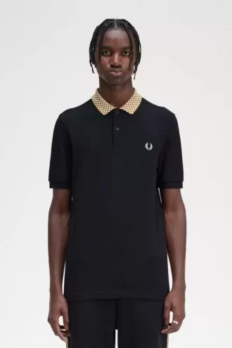 Chequerboard Collar Men’s Polo Shirt