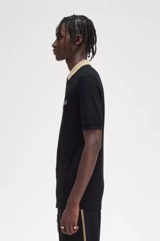 Chequerboard Collar Men’s Polo Shirt