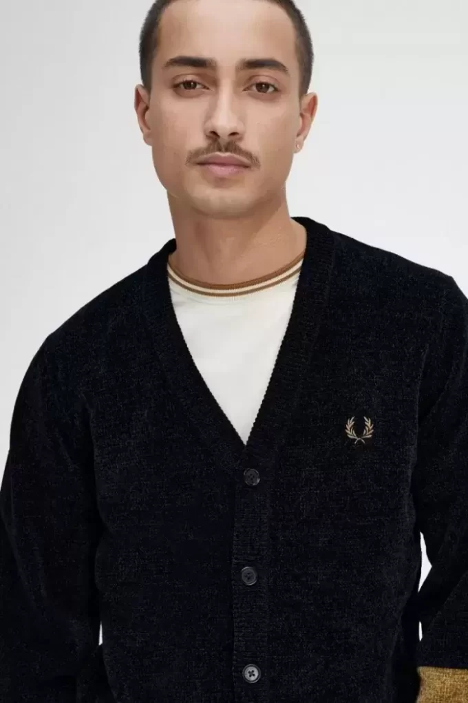 Colour Block Chenille Men’s Cardigan