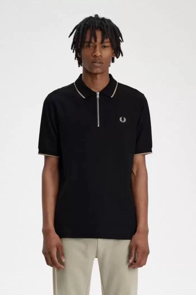 Crepe Pique Zip Neck Men’s Polo Shirt