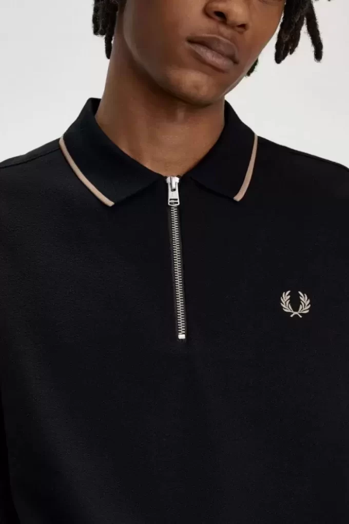 Crepe Pique Zip Neck Men’s Polo Shirt