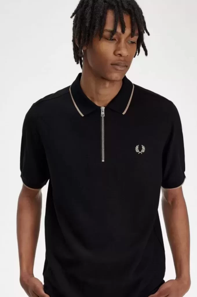 Crepe Pique Zip Neck Men’s Polo Shirt
