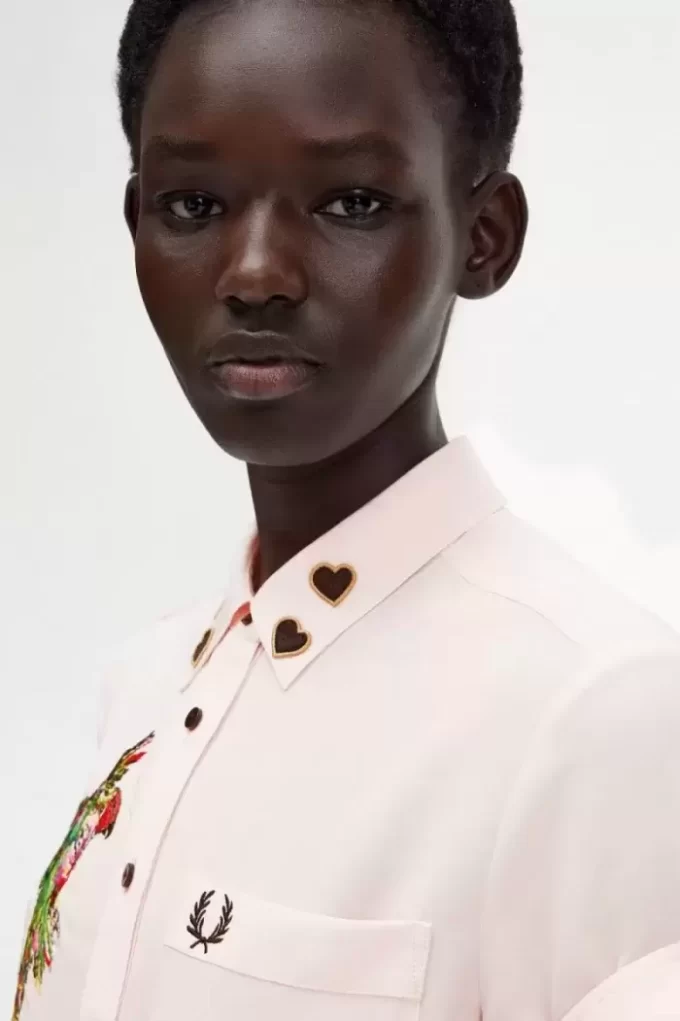 Embroidered Tie-Front Women’s Shirt Embroidered Tie-Front Women’s Shirt