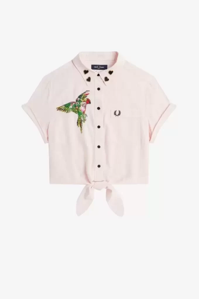 Embroidered Tie-Front Women’s Shirt Embroidered Tie-Front Women’s Shirt