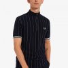 Fine Stripe Funnel Neck Polo Shirts Fine Stripe Funnel Neck Polo Shirts