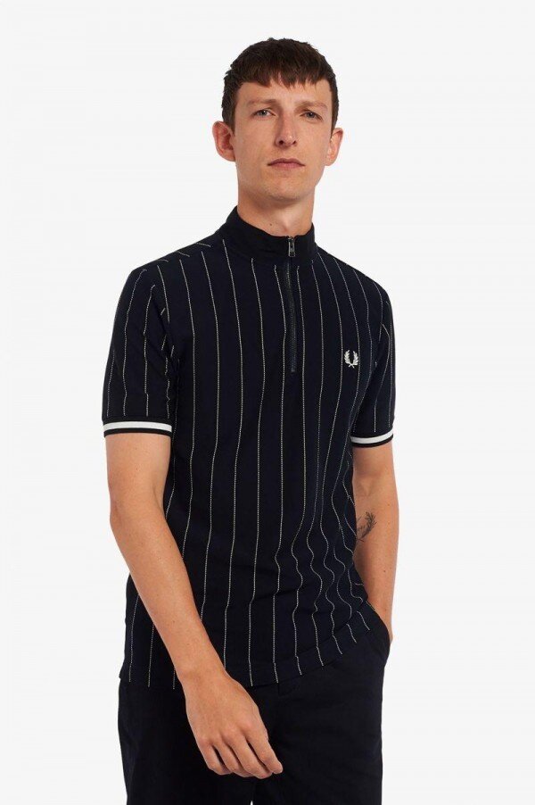 Fine Stripe Funnel Neck Polo Shirts Fine Stripe Funnel Neck Polo Shirts