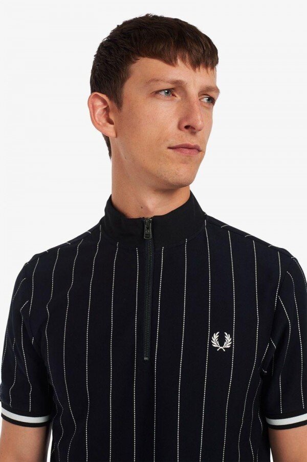 Fine Stripe Funnel Neck Polo Shirts Fine Stripe Funnel Neck Polo Shirts