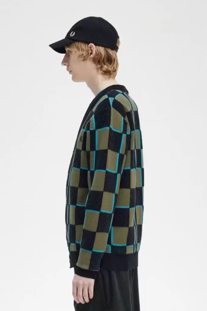 Glitch Chequerboard Men’s Cardigan Glitch Chequerboard Men’s Cardigan