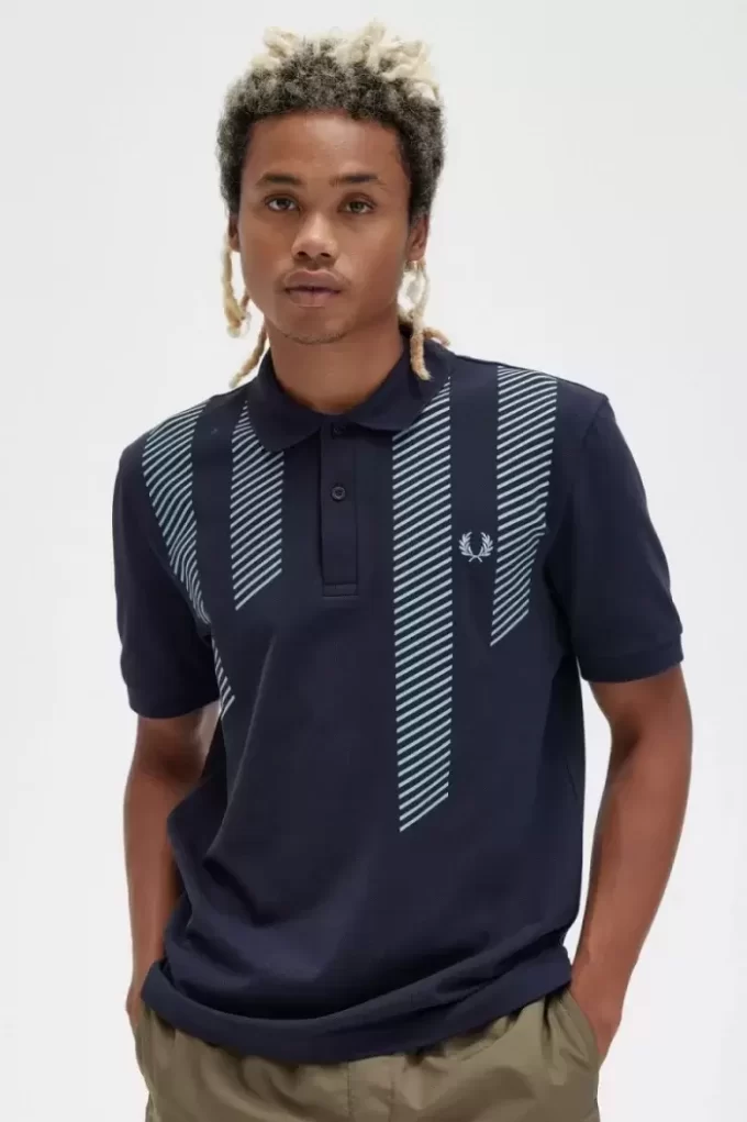 Glitch Stripe Men’s Polo Shirt Glitch Stripe Men’s Polo Shirt