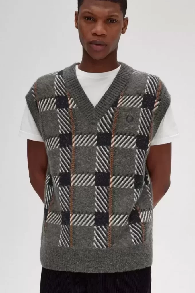 Glitch Tartan Knitted Men’s Tanks Glitch Tartan Knitted Men’s Tanks