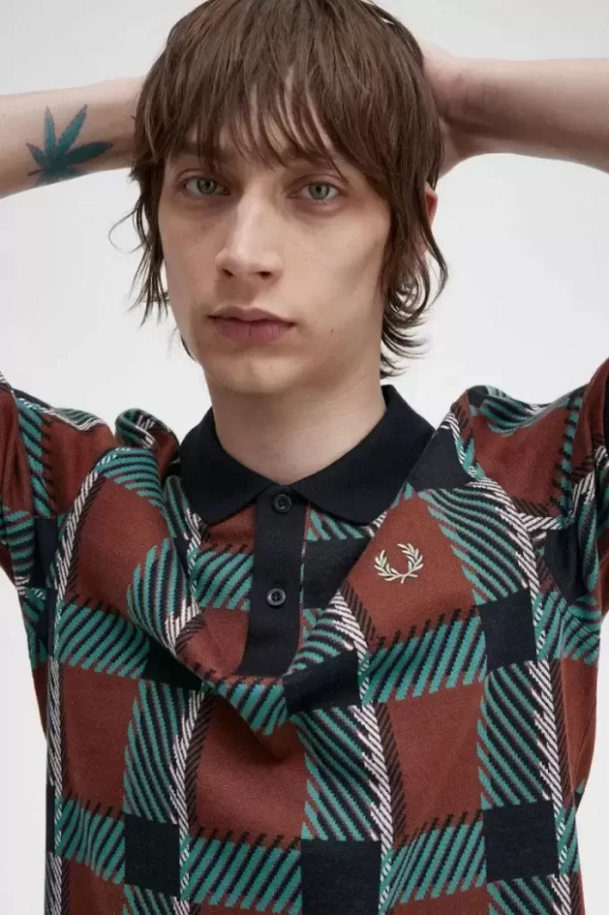 Glitch Tartan Men’s Polo Shirt Glitch Tartan Men’s Polo Shirt