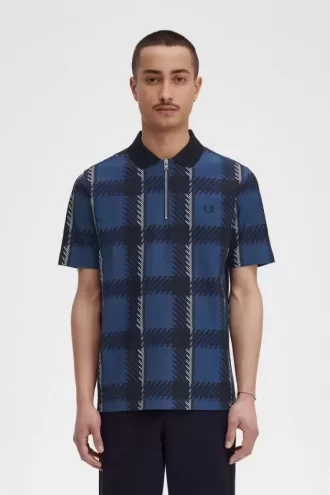 Glitch Tartan Zip Neck Men’s Polo Shirt Glitch Tartan Zip Neck Men’s Polo Shirt