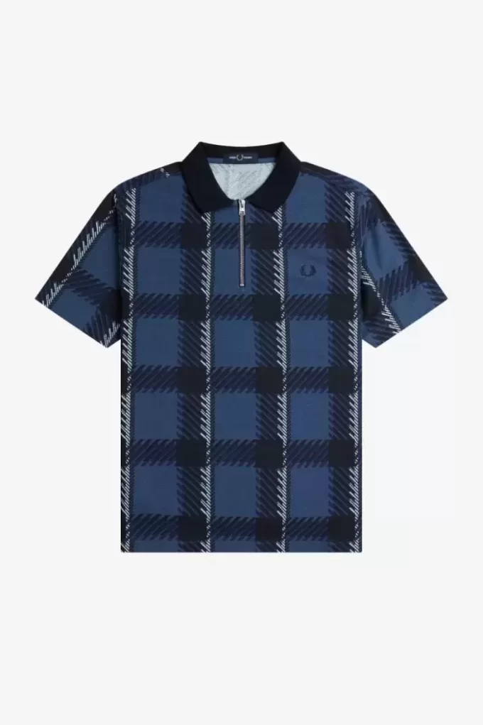 Glitch Tartan Zip Neck Men’s Polo Shirt Glitch Tartan Zip Neck Men’s Polo Shirt