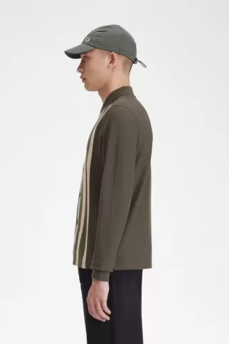 Gradient Stripe Long Sleeve Men’s Polo Shirt