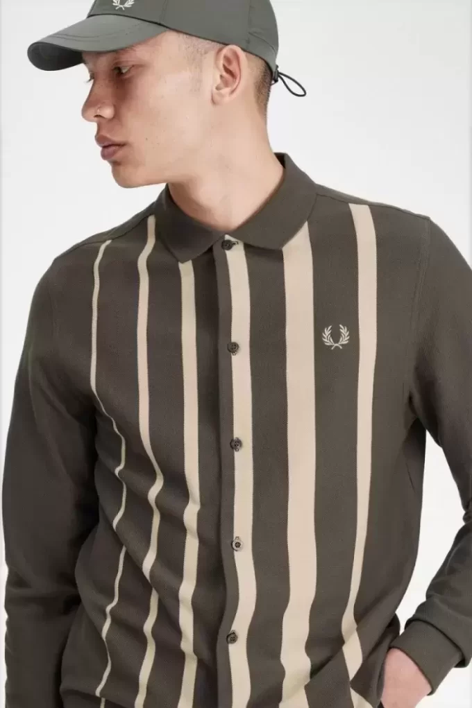 Gradient Stripe Long Sleeve Men’s Polo Shirt Gradient Stripe Long Sleeve Men’s Polo Shirt