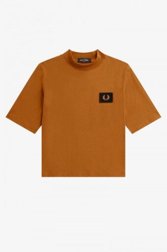 High Neck Badge Detail T Shirts