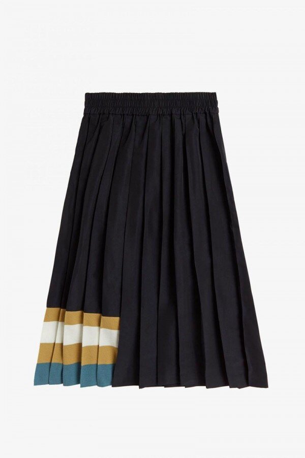 Knitted Trim Pleated Skirts Knitted Trim Pleated Skirts