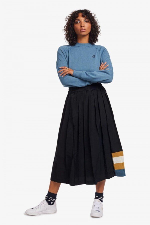Knitted Trim Pleated Skirts Knitted Trim Pleated Skirts