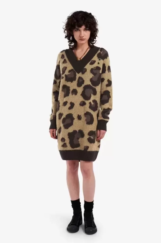Leopard Knitted Women’s Dress
