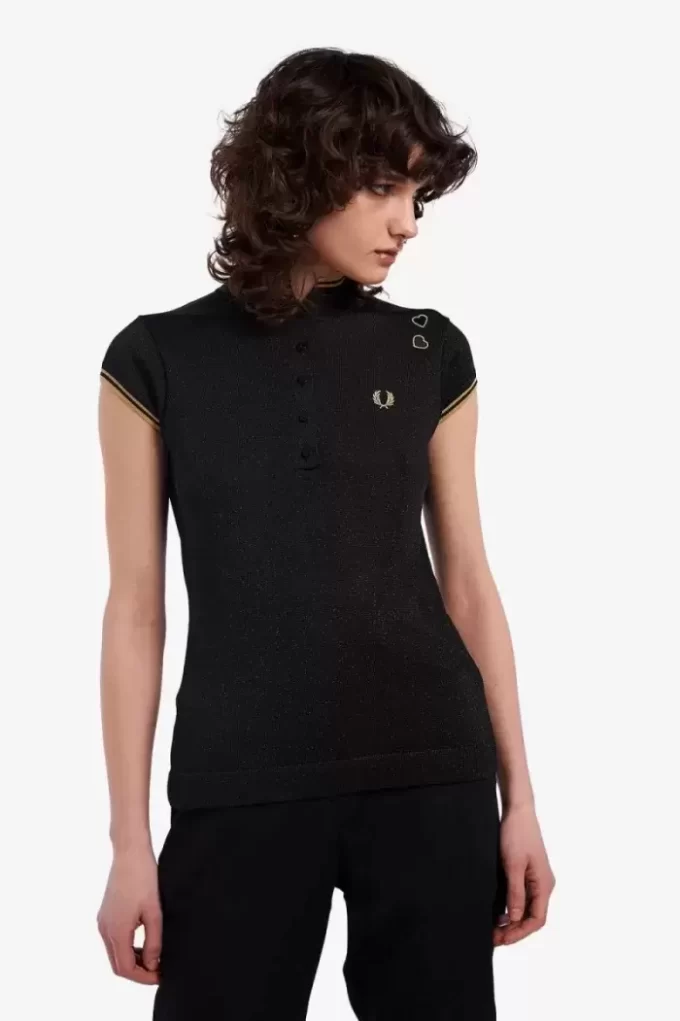Metallic Knitted Women’s Polo Shirt