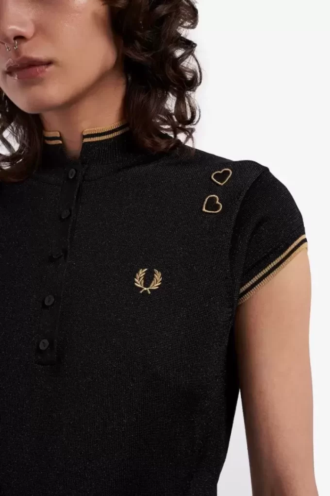 Metallic Knitted Women’s Polo Shirt