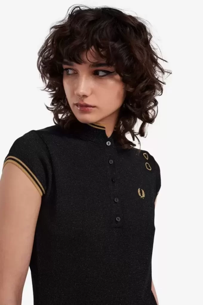 Metallic Knitted Women’s Polo Shirt