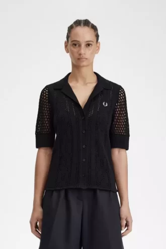 Open-Knit Button-Through Women’s Shirt