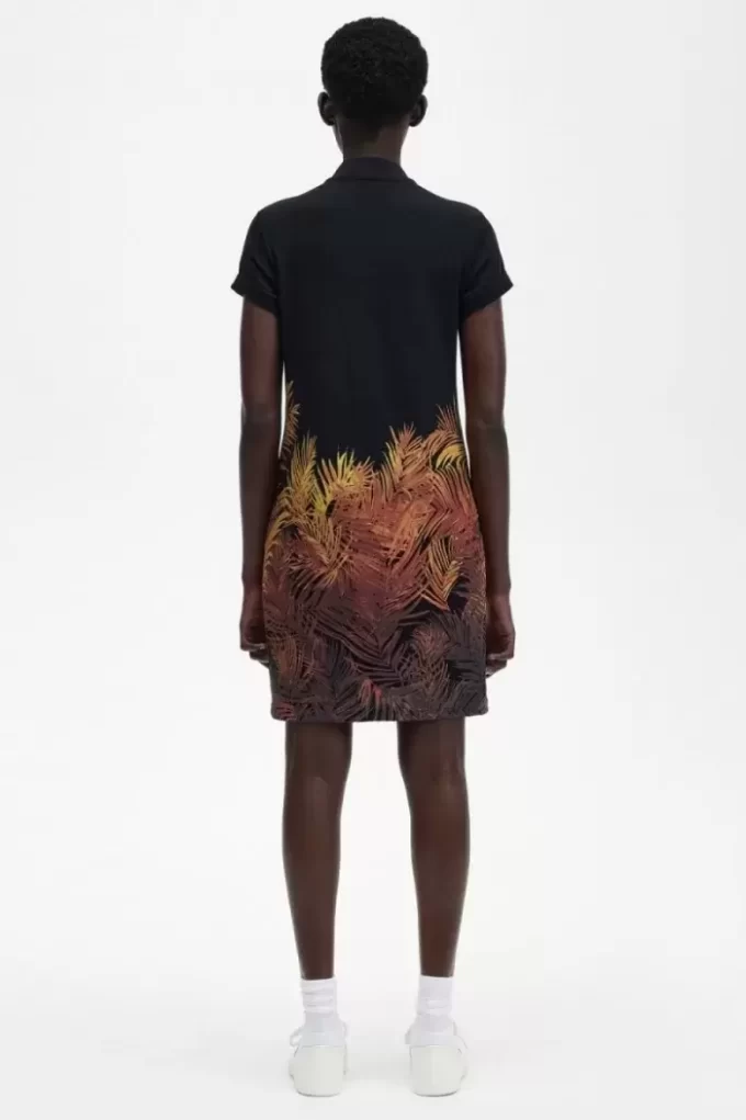 Palm Print Piqué Women’s Dress