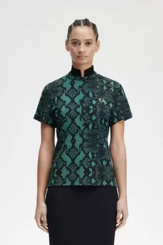 Snake Print Women’s Polo Shirt Snake Print Women’s Polo Shirt
