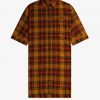 Stepped Hem Tartan Shirt Dress Stepped Hem Tartan Shirt Dress