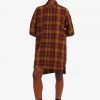 Stepped Hem Tartan Shirt Dress Stepped Hem Tartan Shirt Dress