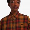 Stepped Hem Tartan Shirt Dress Stepped Hem Tartan Shirt Dress