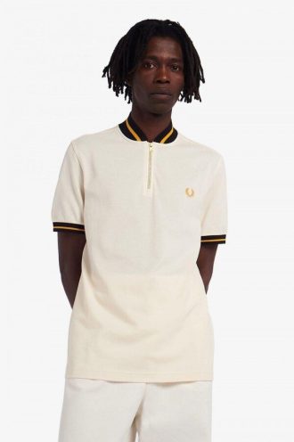 Striped Bomber Neck Polo Shirts