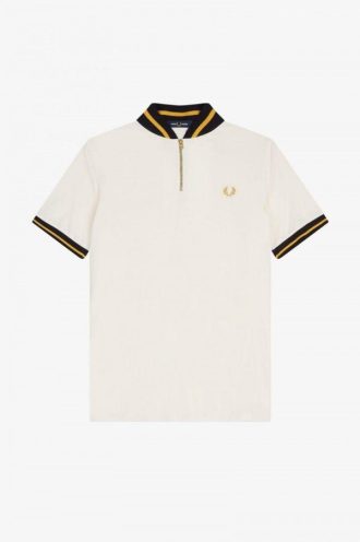 Striped Bomber Neck Polo Shirts