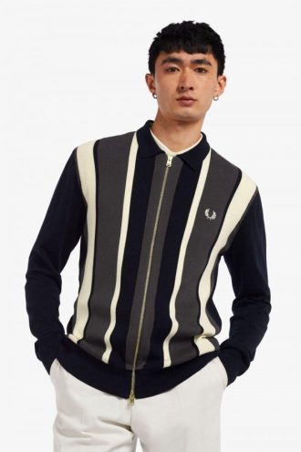Striped Zip-Through Cardigan Knitwear Striped Zip-Through Cardigan Knitwear