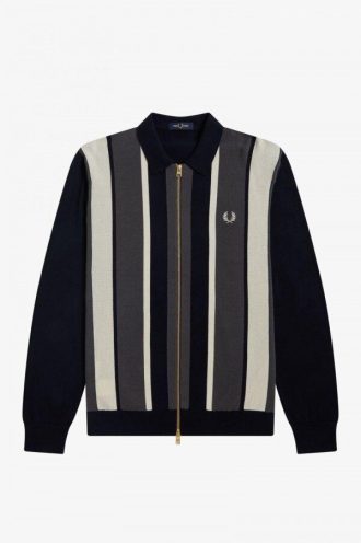 Striped Zip-Through Cardigan Knitwear Striped Zip-Through Cardigan Knitwear