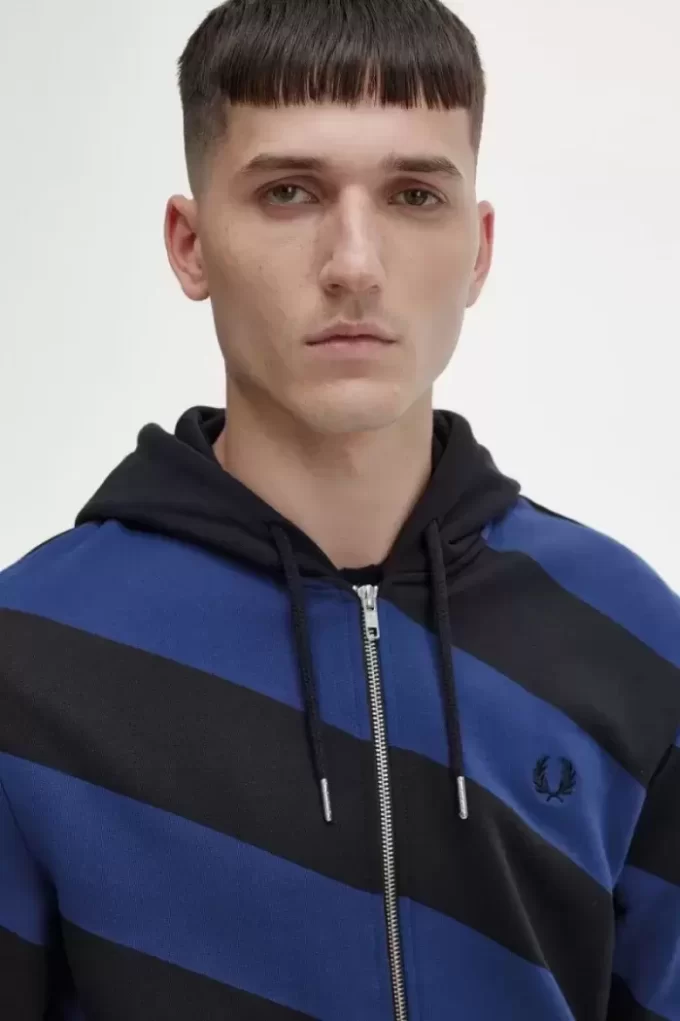 Striped Zip-Through Hooded Men’s Sweatshirts