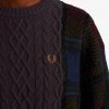 Tartan Panel Cable Knit Jumper Knitwear Tartan Panel Cable Knit Jumper Knitwear
