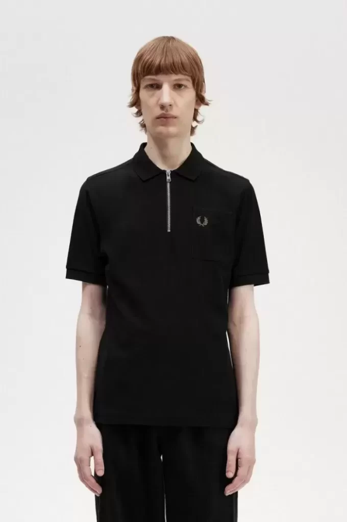 Textured Zip Neck Men’s Polo Shirt Textured Zip Neck Men’s Polo Shirt