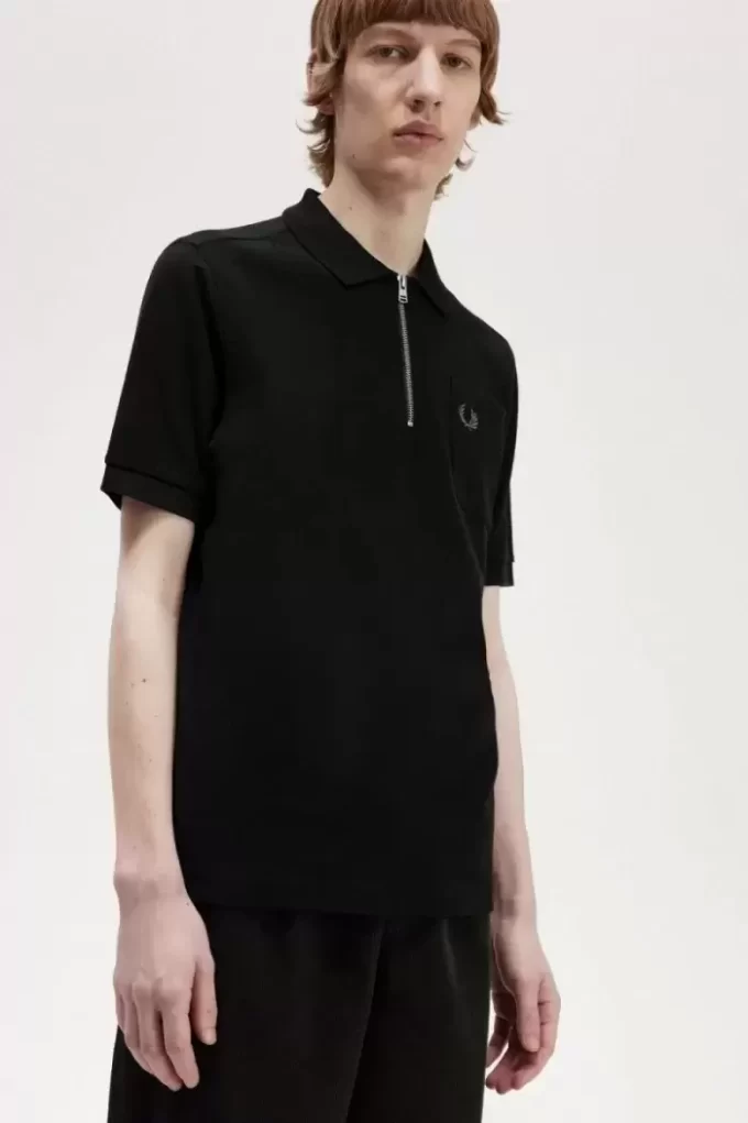 Textured Zip Neck Men’s Polo Shirt Textured Zip Neck Men’s Polo Shirt