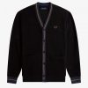 Tipped Piqué Textured Cardigan Knitwear