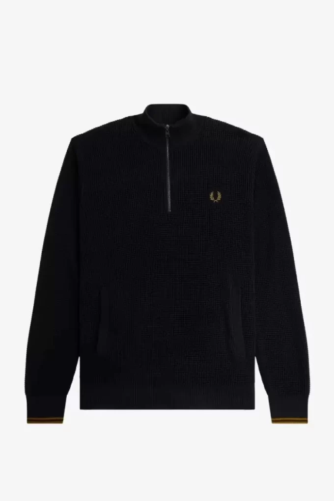 Waffle Stitch Half Zip Men’s Jumper